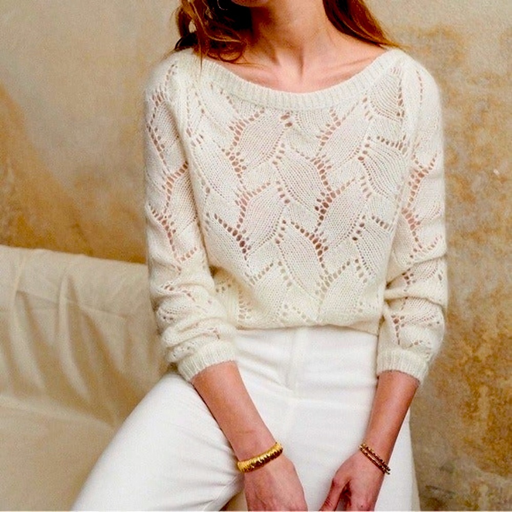 Sezane Ecru Wool-Mohair Blend Avril Jumper Sweater, size M